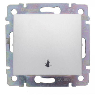 Выключатель кнопочный одноклавишный Legrand Valena Лампа алюминий 770112