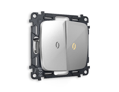 Комплект механизма 2-кл проходного выключателя с подсветкой Ambrella Volt Omega MO404030