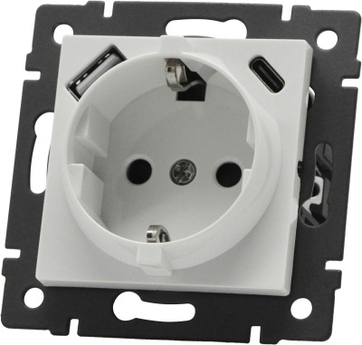 Механизм розетки с быстрой USB зарядкой Arlight SCT-MUAC-PL-WH-V (250V, 16A) 049822