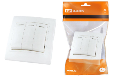 Выключатель трехклавишный с подсветкой Таймыр TDM Electric SQ1814-0006