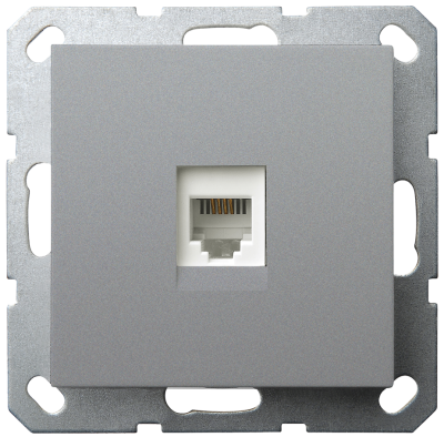 Телефонная розетка Jasmart цвет алюминий разъем RJ11 ( 6/4 ) G6101S