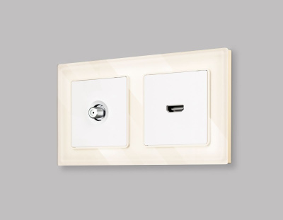 Комплект механизма TV розетки SAT 5-2400MHz 3.5dB Alfa Белый матовый Quant Ambrella Volt MA133050 (AP1330, VM215)