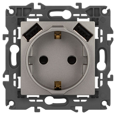 Розетка со шторками с 2xUSB Эра Elegance 14-4109-16 Б0065775