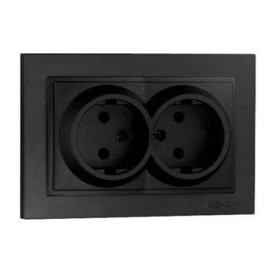 Розетка двойная без земли Mono Electric Despina 16А 250В графит 102-202005-121