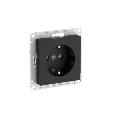 Розетка с заземлением со шторками, 16А, мех., быстрозажим. Клем Systeme Electric AtlasDesign Карбон ATN001045S