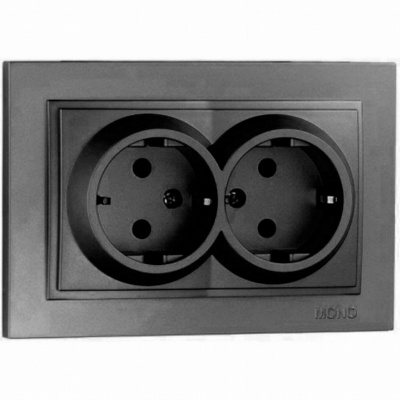 Розетка двойная з заземлення Mono Electric Despina 16А 250В графит 102-202004-120