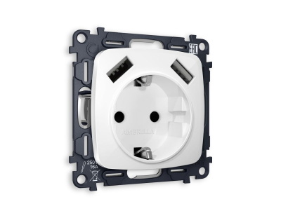 Комплект механизма электрической розетки USB A+A 18W Ambrella Volt Omega (OP1090, VM155) MO109010