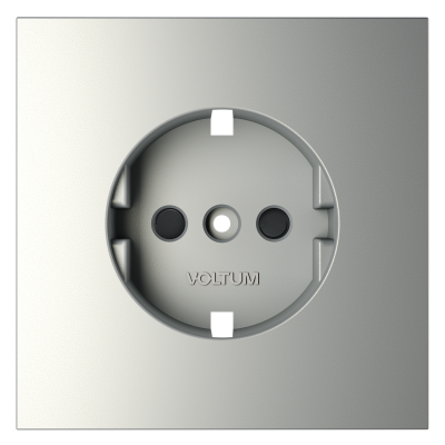 Накладка для розетки с заземлением и защитными шторками Voltum S70 (сталь) VLS000705