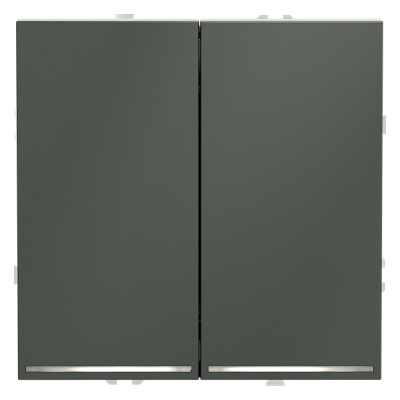 Проходной переключатель двухклавишный с подсветкой Voltum S70 VLS020406 (титан)