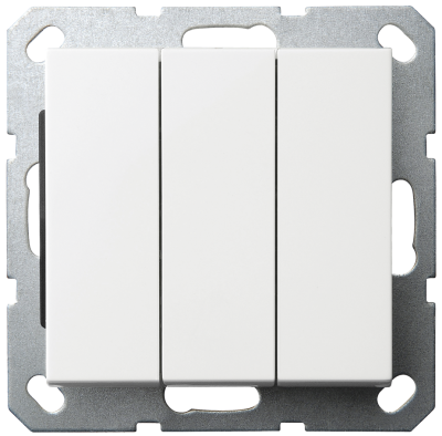 Выключатель трёхклавишный Jasmart с накладкой 10A 250V белый глянцевый G3031W