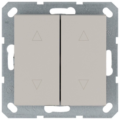 Выключатель двухклавишный для штор 10A 250V с накладкой, цвет Тауп Jasmart G3028T