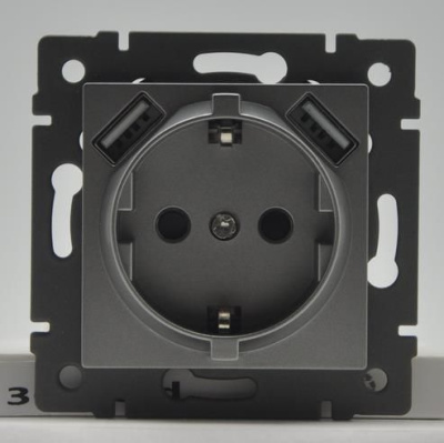 Механизм розетки с USB зарядкой Arlight SCT-MUAA-PL-GD-V (250V, 16A) 049821