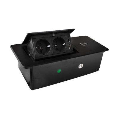 Блок розеток LK-DMS-741 (2 секции полуавтоматический 1 USB + 1 type-C беспроводная зарядка) Mebax 00-00002871