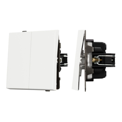 Механизм выключателя двухклавишный проходной Arlight SWT-TENDO-MKP2-SFPL-WH (230V, 10A) 054556