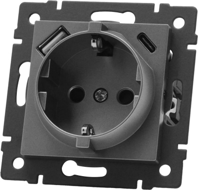 Механизм розетки с USB зарядкой Arlight SCT-MUAC-PL-GR-V (250V, 16A) 049831
