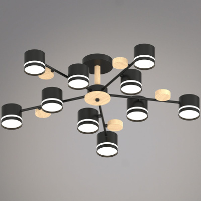 Люстра на штанге Reluce 68730-0.3-10 GX53 BK+WOOD