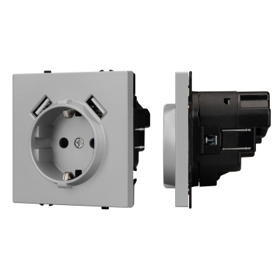 Механизм розетки Arlight с USB зарядкой SCT-NOBE-MUAA-SFPL-IS (230V, 16A)  059443