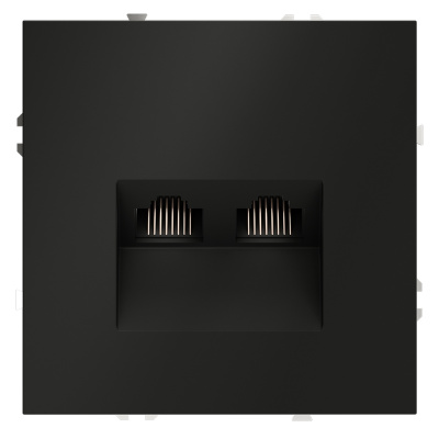 Розетка компьютерная двойная Voltum S70 VLS060208 (черный матовый)