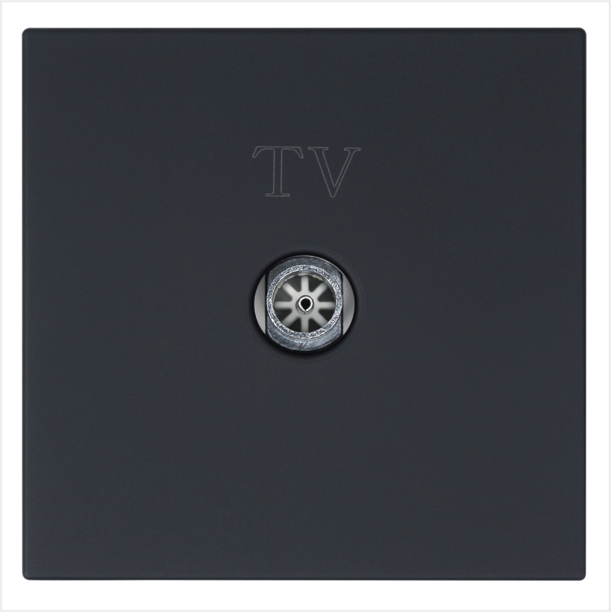 Розетка TV 9.5mm оконечная с накладкой, цвет Черный матовый (soft touch) Jasmart FD6001PBM