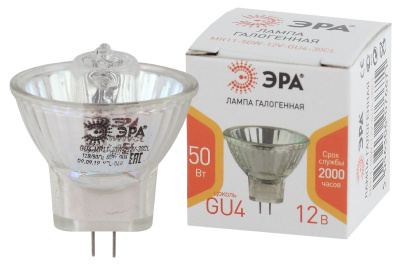 Лампа галогенная Эра GU4 50W 3000K GU4-MR11-50W-12V-30CL Б0044749