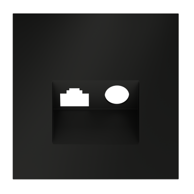 Накладка для розетки TV+RJ45 кат. 6 Voltum S70 (черный матовый) VLS002708