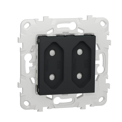 Розетка двойная Schneider Electric Unica New б/з со шторками NU503154