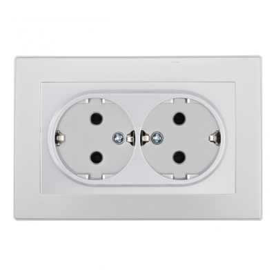 Розетка двойная с/з и шторками Arte Milano SET06-double-40-2 silver