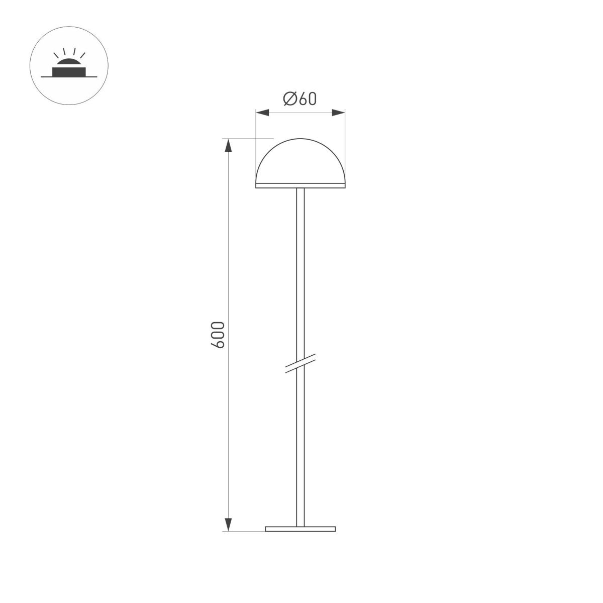 Ландшафтный светильник Arlight KT-ENOKI-BOLL-H600-2W Warm3000 (WH, 100 deg, 24V) 050672
