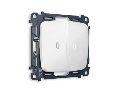 Комплект механизма 2-кл проходного выключателя с подсветкой Ambrella Volt Omega (OP1040, VM120, G25W) MO104035