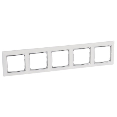 Рамка 5-постовая Legrand Valena белая/серебряный штрих 770495