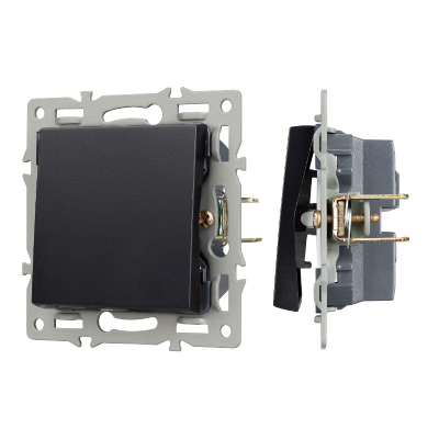 Механизм выключателя одноклавишный проходной Arlight SWT-MKP1-PL-BK (250V, 16A) 043715