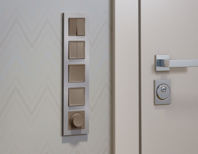 Комплект механизма 2-клавишного перекрестного выключателя 10A-250V Alfa Темная бронза матовый Quant Ambrella Volt MA633030 (AP6330, VM125)