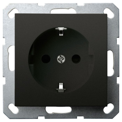 Розетка SHUKO Jasmart с защитными шторками 16A 250V 2P+T черный матовый (soft touch) G5501PB