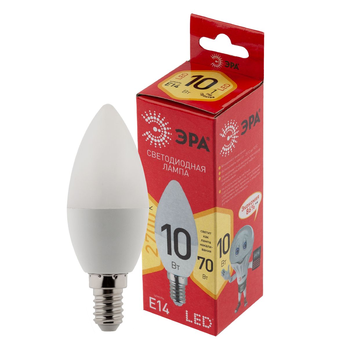 Лампа светодиодная Эра E14 10W 2700K LED B35-10W-827-E14 R Б0049641