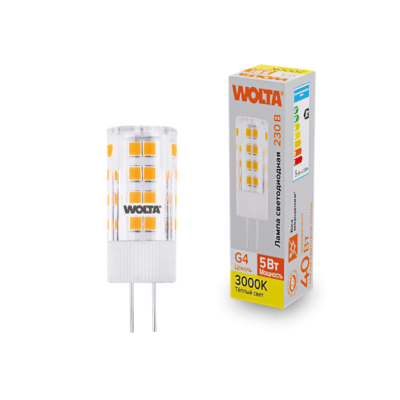 Светодиодная лампа WOLTA 5Вт 3000K G4 кукуруза матовая WSTD-JC-220V5W3KG4-C