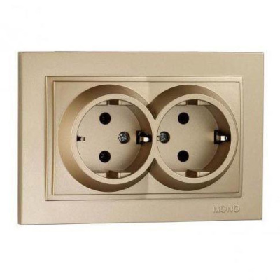 Розетка с заземлением двойная Mono Electric Despina 16А 250В титан 102-222204-120
