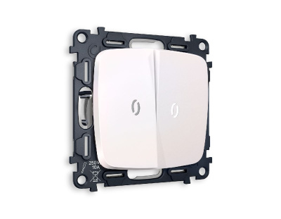 Комплект механизма 2-кл проходного выключателя с подсветкой Ambrella Volt Omega MO204035