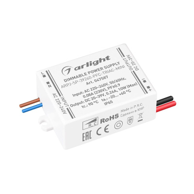 Блок питания Arlight ARPJ-SP-39260-PFC-TRIAC-MINI (10W, 20-39V, 260mA) 047587