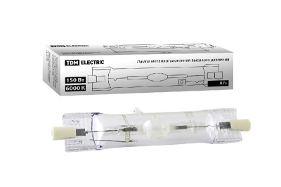Лампа металлогалогенная TDM Electric Rх7s 150W 6000K прозрачная SQ0325-0014