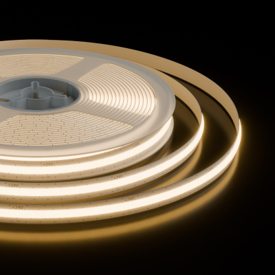 Светодиодная лента Apeyron 24В, 10 Вт/м, 700 лм/м, 3000К, COB, 528 д/м, CRI90+, Free Cut, IP20, 5м 00-397