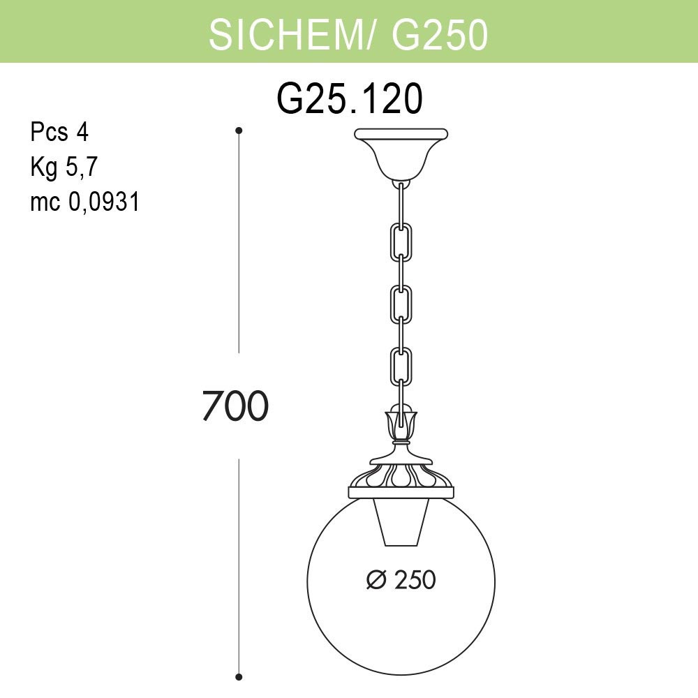 Уличный подвесной светильник Fumagalli Sichem/G250 G25.120.000.BYE27
