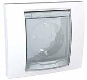 Розетка Schneider Electric Unica с/з со шторкамии крышкой 16A 250V MGU61.037.18