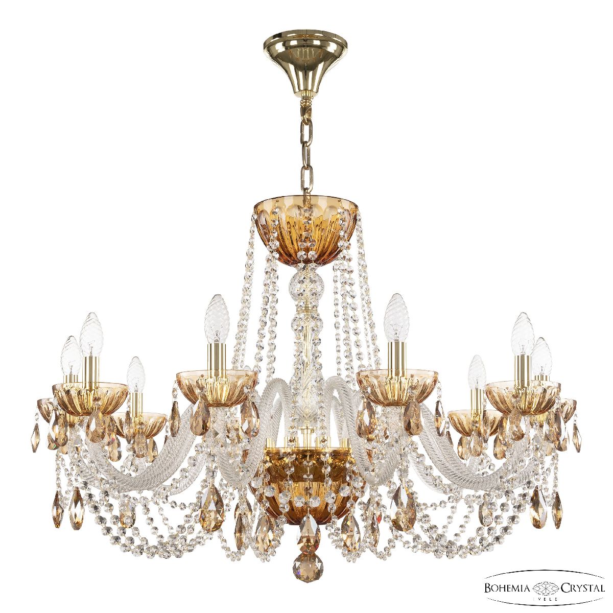 Подвесная люстра Bohemia Ivele Crystal 5402/10/300 G Amber/M-1H K721