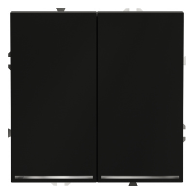 Проходной переключатель двухклавишный с подсветкой Voltum S70 VLS020408 (черный матовый)
