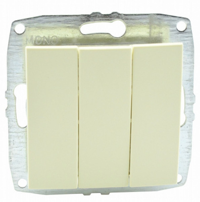 Выключатель трехклавишный Mono Electric Despina-Larissa 10А 250В крем 500-001722-114
