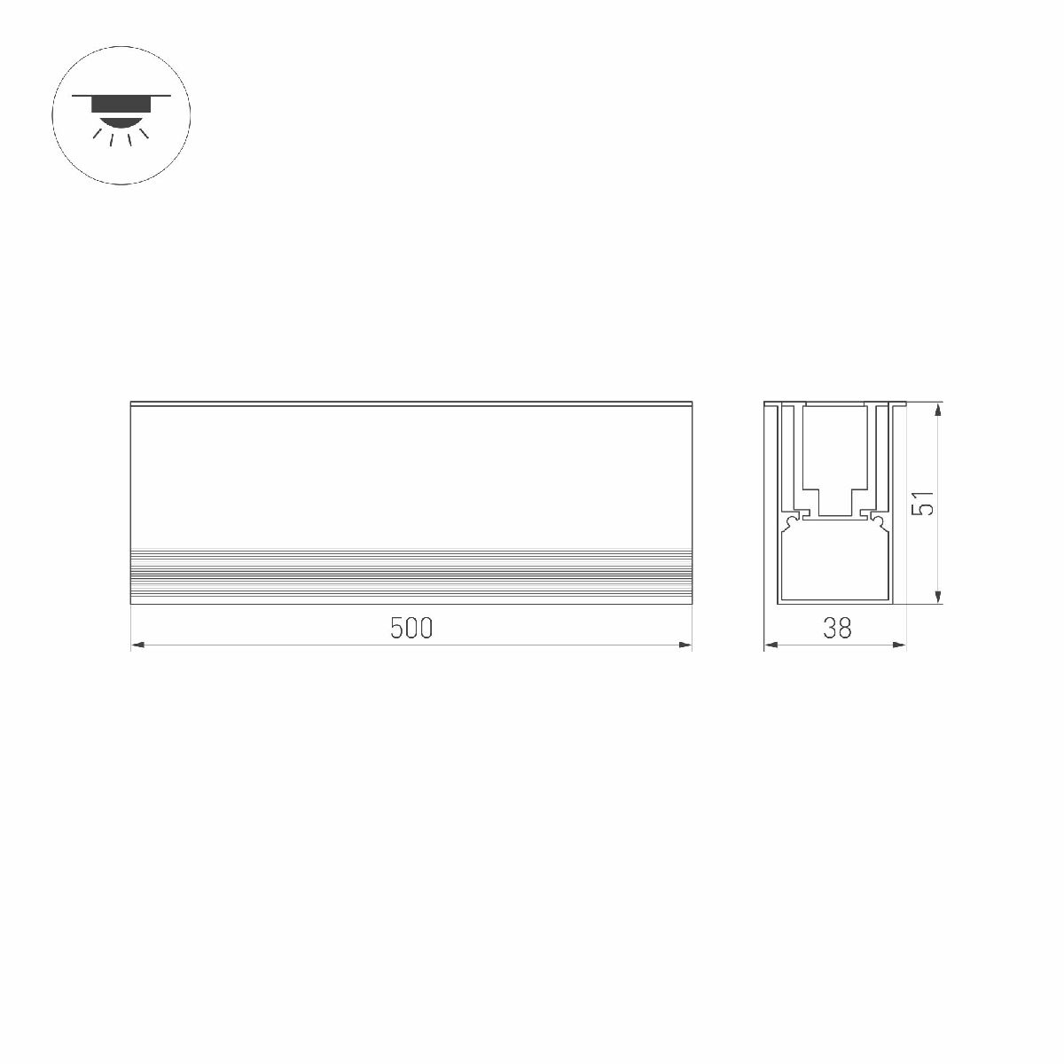 Грунтовый линейный светильник Arlight ART-LUMILINE-3351-500-12W Warm3000 024946(1)