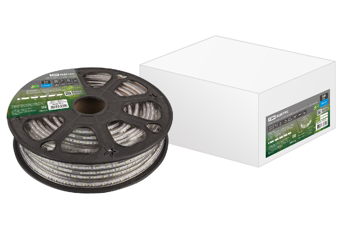 Светодиодная влагозащищенная лента TDM Electric 220В 2835 4,8Вт/м синий 30м IP67 SQ0331-0113