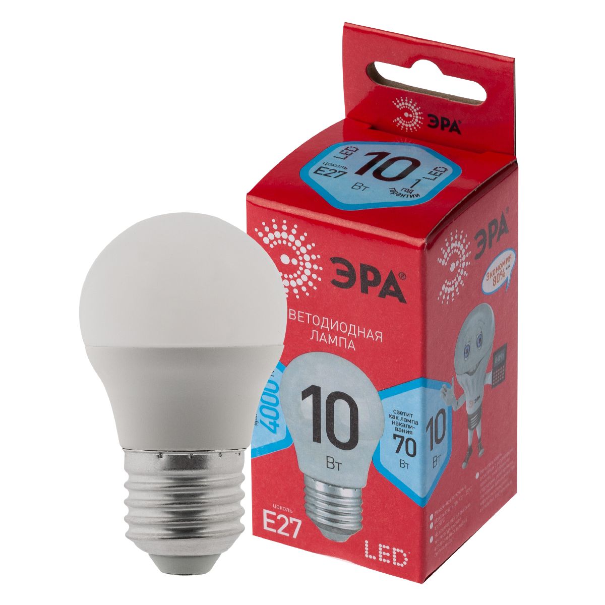 Лампа светодиодная Эра E27 10W 4000K LED P45-10W-840-E27 R Б0050234