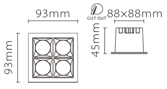 Встраиваемый светильник Fiberli XL003-4T 12130303