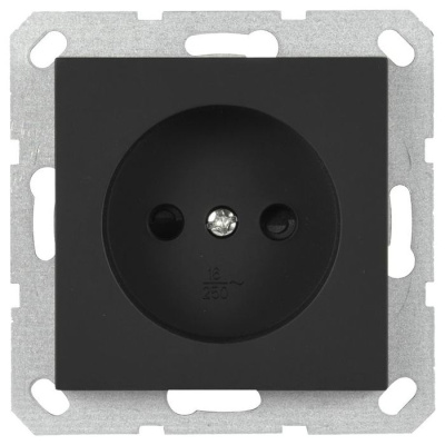 Розетка Jasmart без заземления с защитными шторками 16A 250V 2P черный матовый (soft touch) G5503PB